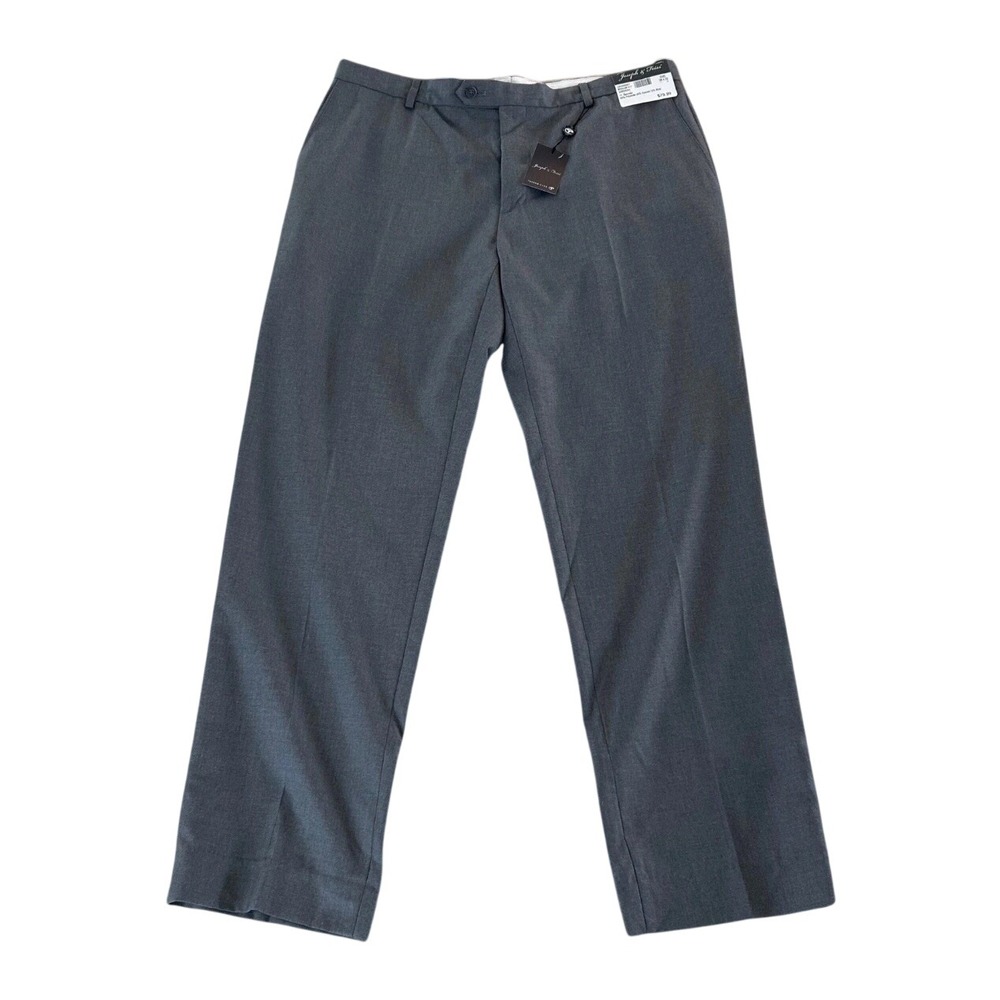 Mens Modern Dress Pants Gray Wool Blend Flat Front Professional Joseph &‎ Feiss